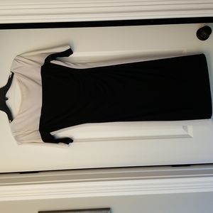 Black and white Chaps dress with ruched waist